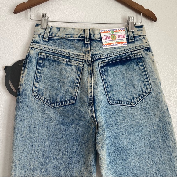 NWT Vintage Gitano acid wash tapered bow tie denim capris, 9/10 - Picture 8 of 12